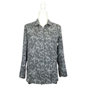 Cloth & Stone gray 3/4 sleeve button front collared top women's Size S